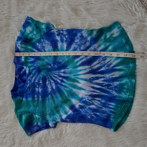 Free People Movement Ribbed T-Shirt Hand Tie Dyed Blue and green - Picture 5 of 8